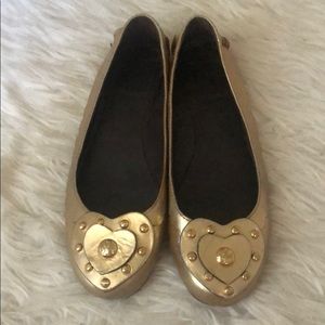 Tory Burch gold ballet flats, 7.5